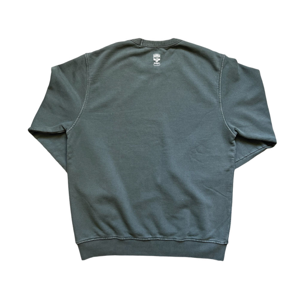 FELPA STONE WASHED CON RICAMO OLIVA